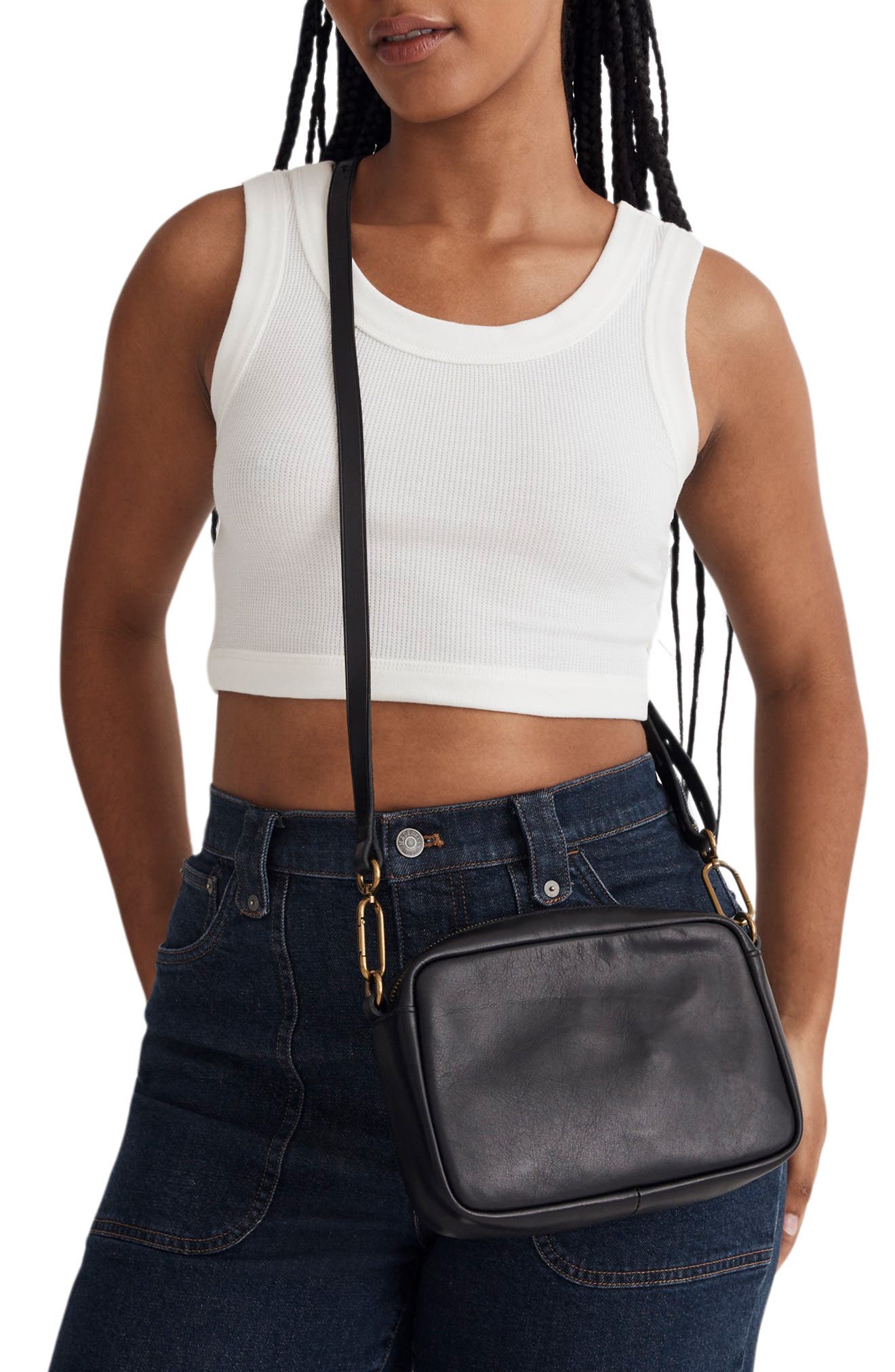 Madewell Medium The Carabiner Leather Crossbody Bag, Alternate, color, 