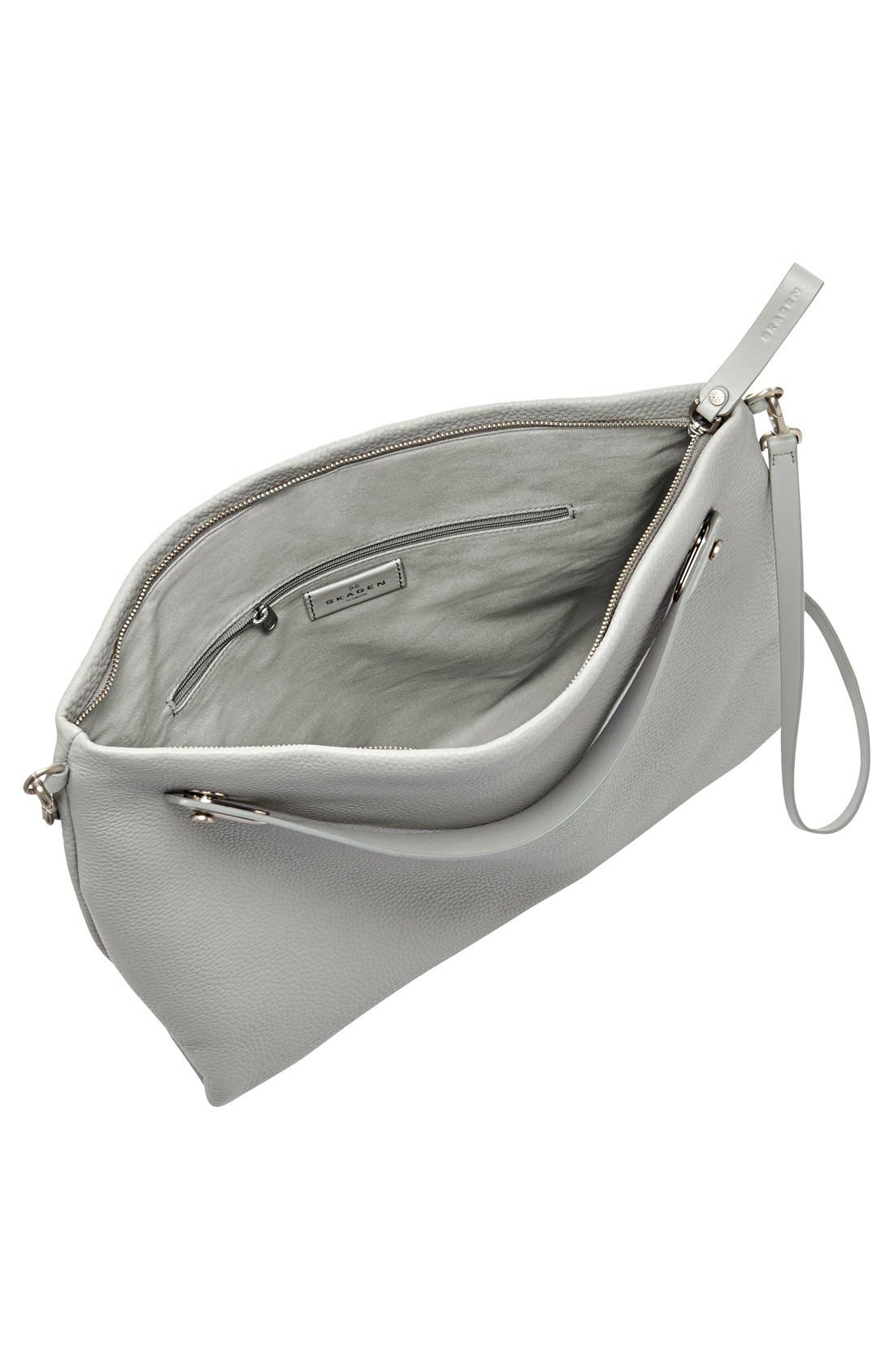 'Mikkeline' Leather Satchel, Alternate, color, LIGHT ASH