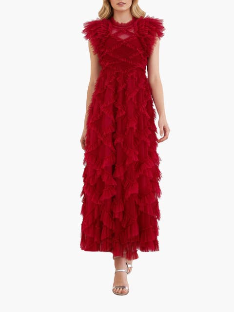 Genevieve Ruffle Short Sleeve Maxi Gown