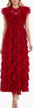 Needle & Thread Genevieve Ruffle Short Sleeve Maxi Gown