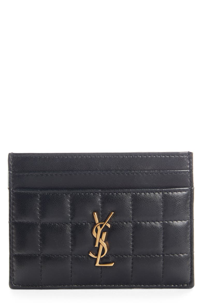 Matelassé Leather Card Case, Main, color, NERO
