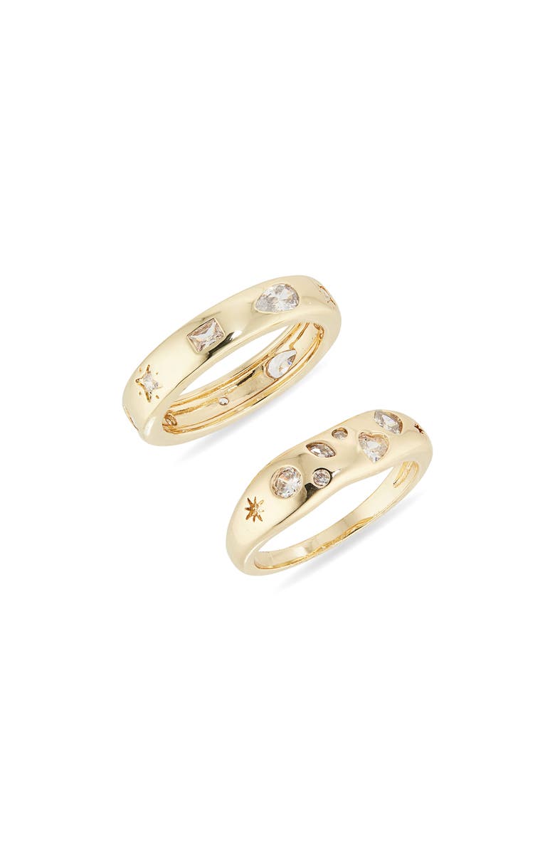 NORDSTROM RACK Cubic Zirconia Inlay Ring Set, Main, color, Clear- Gold
