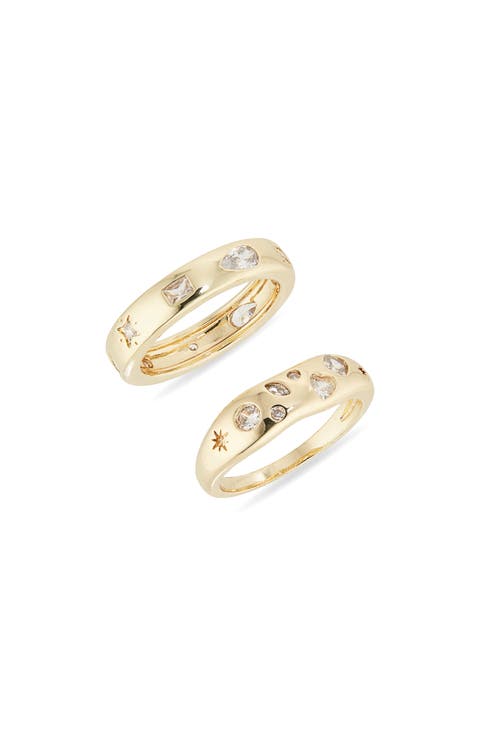 Cubic Zirconia Inlay Ring Set