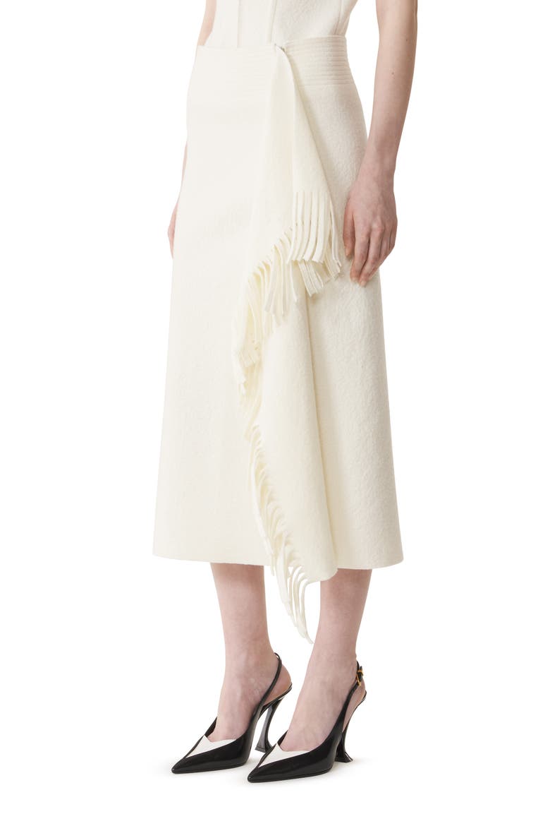 Fringed Skirt In Cotton Knit, Alternate, color, Moon
