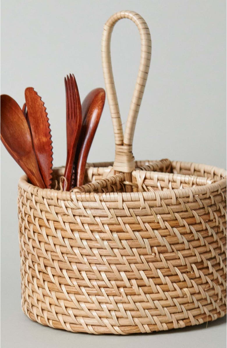 Kubo Balai Woven Rattan Utensil Holder, Alternate, color,