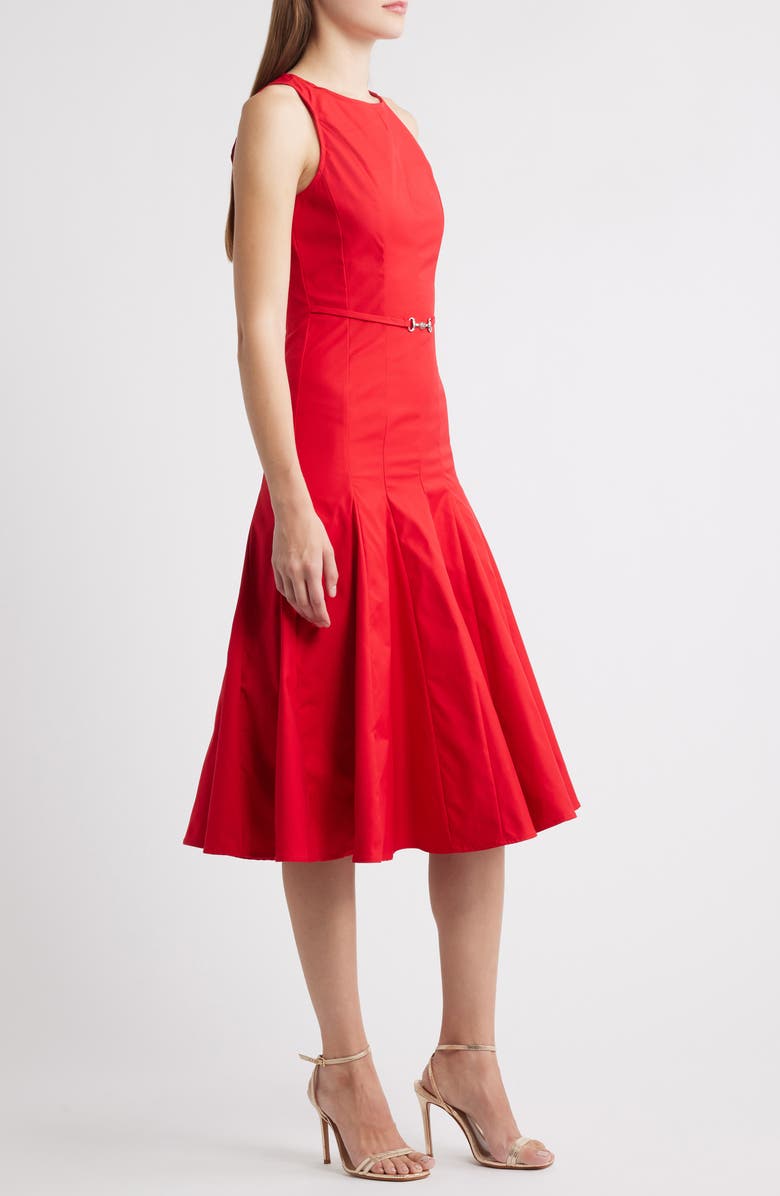 En Saison Clarisse Belted Midi Dress, Alternate, color, Poplin Red