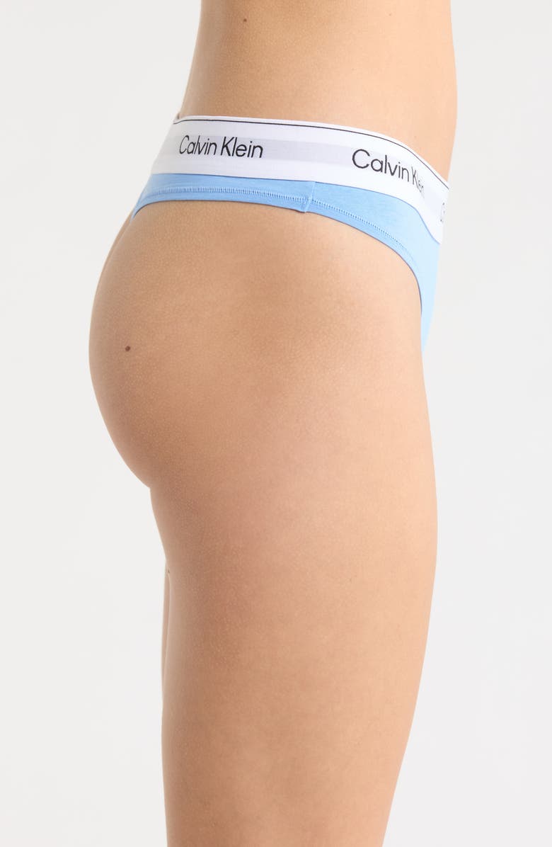 Calvin Klein Icon Cotton Blend Thong, Alternate, color, Blue Descent