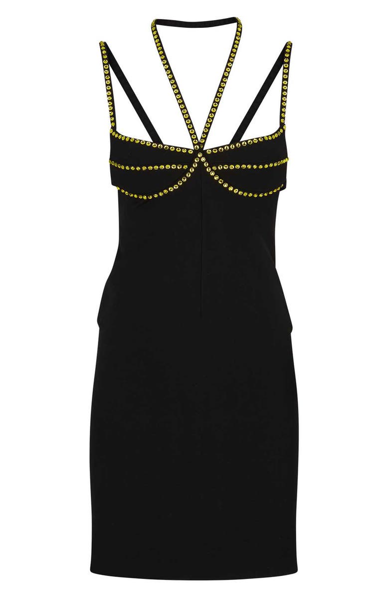 The Attico Coco Rhinestone Detail Halter Neck Minidress, Alternate, color,
