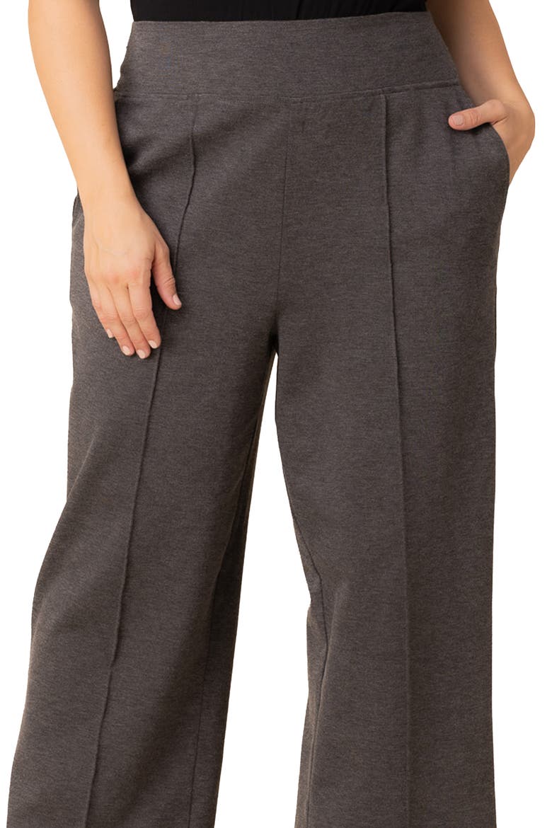 High Waist Wide Leg Ponte Pants, Alternate, color, CHARCOAL GREY