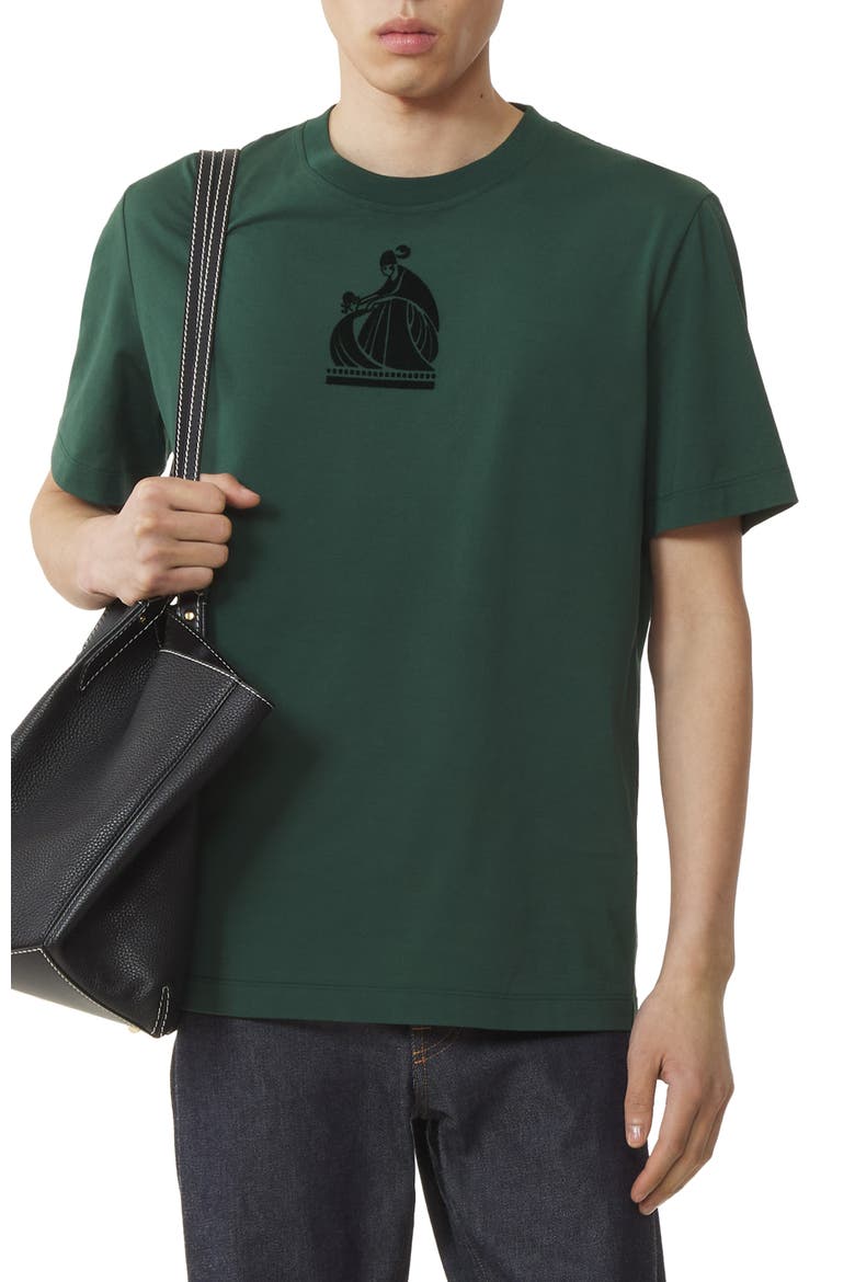 Mother And Child Flocked Cotton T-Shirt, Alternate, color, Pine Green