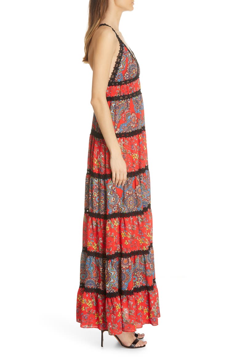 Karolina Mixed Print Maxi Dress, Alternate, color, BATIK MEDALLION BT POPPY/ MULT
