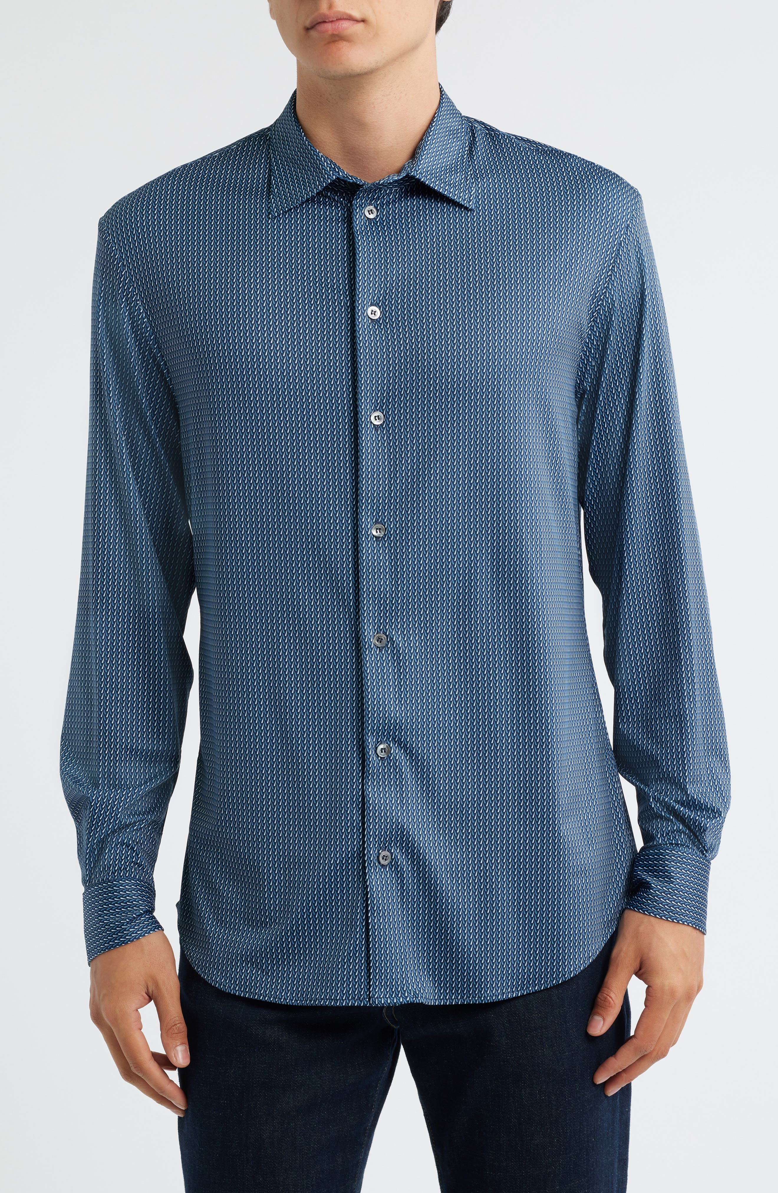 Emporio Armani Jersey Button-Up Sport Shirt