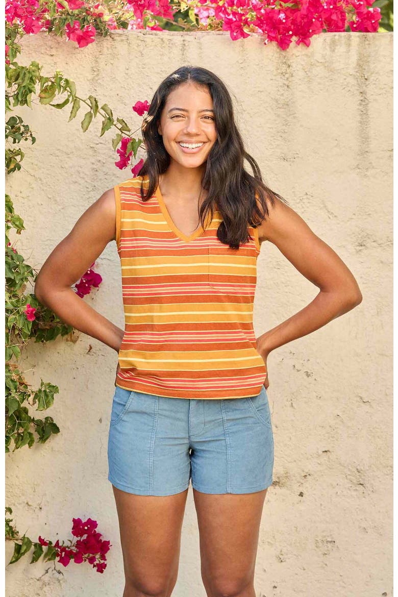 Women's Grom V-Neck Tank, Alternate, color, Sunset Stripe
