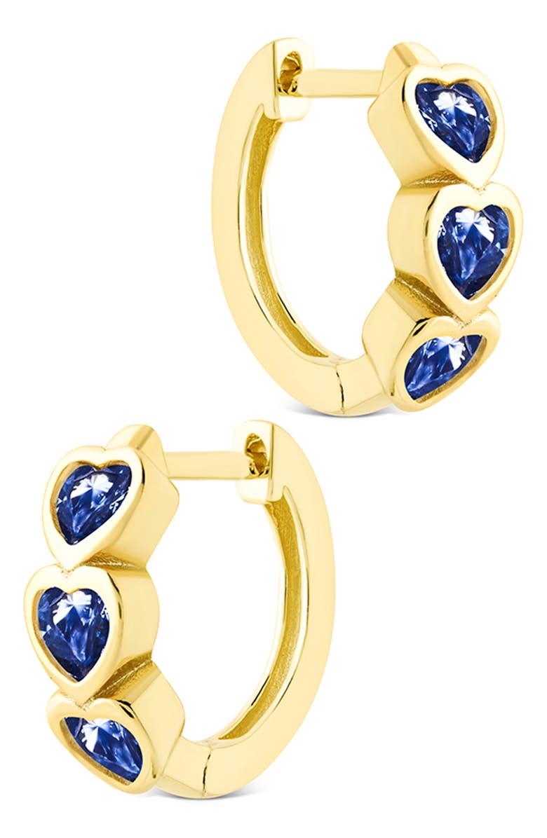 Sterling Forever Isobel Cubic Zirconia Heart Micro Huggie Hoop Earrings, Alternate, color, Gold