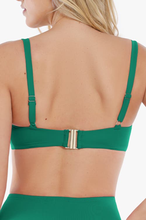 Popilush Shapewear Ruched Underwire Bikini Top In Bottle Green