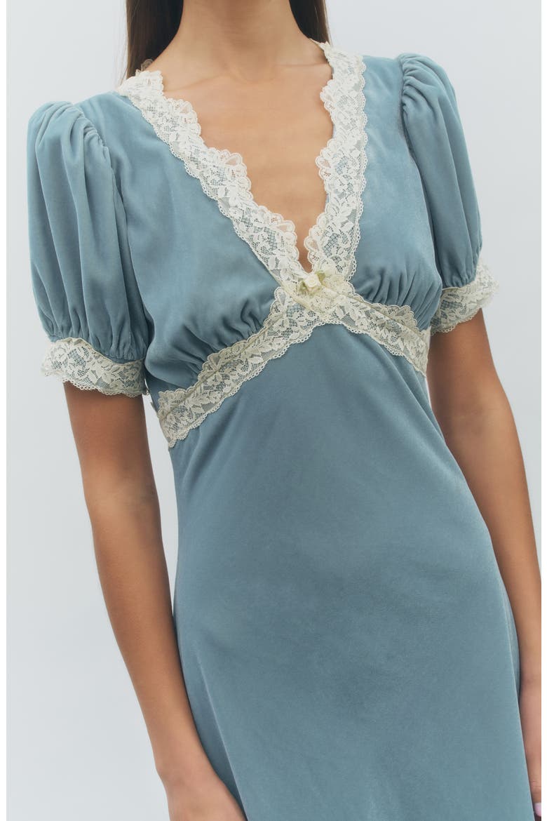 Sabrina Lace Trim Maxi Dress, Alternate, color, TEAL