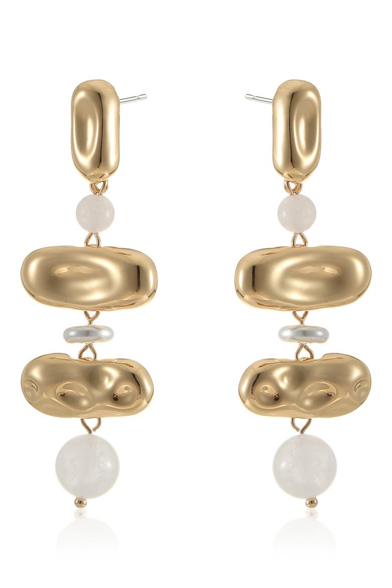 Molten Tiered Bead Linear Drop Earrings, Alternate, color, WHITE