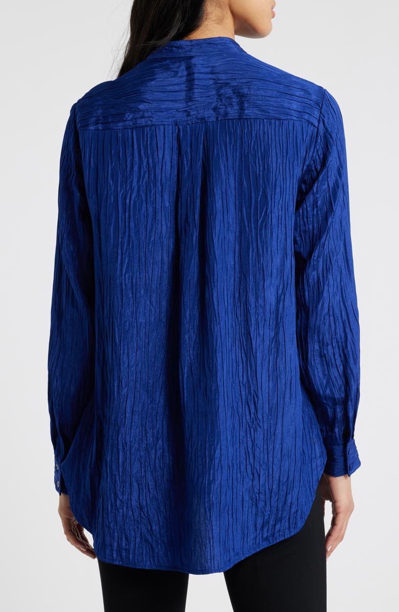 Eileen Fisher Mandarin Collar Textured Stretch Silk Tunic, Alternate, color, Infinity