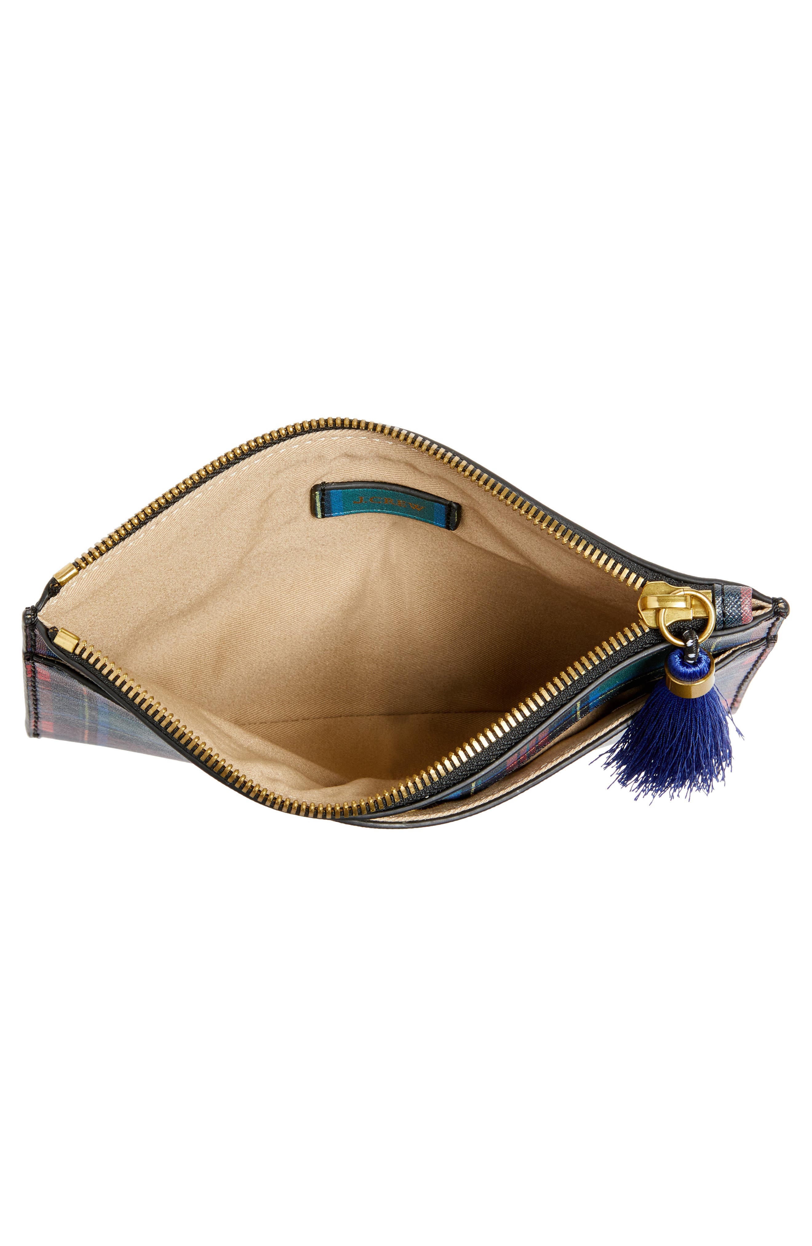 Medium Plaid Print Pouch, Alternate, color, FOREST PLAID