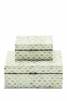 WILLOW ROW Cream Mother of Pearl Handmade Box with Hinged Lid - Set of 2