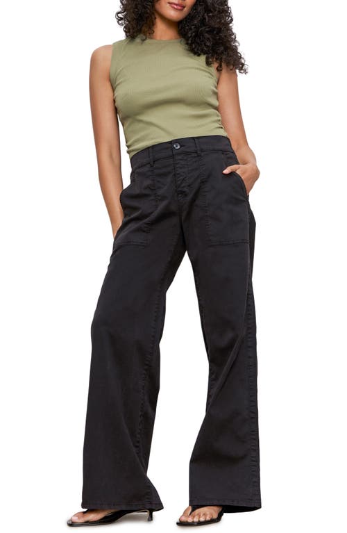 Sanctuary Soft Marine High Waist Wide Leg Crop Cotton Pants In Black
