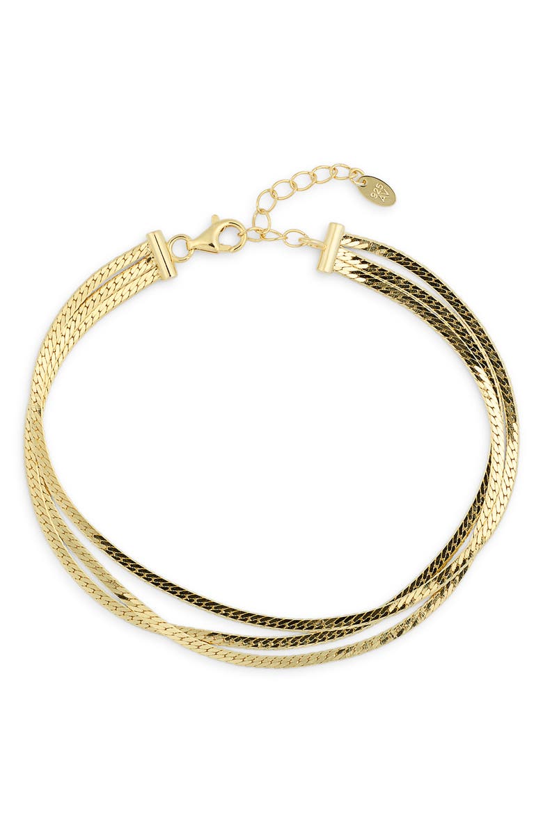 Argento Vivo Sterling Silver Triple Row Herringbone Chain Bracelet, Alternate, color, Gold