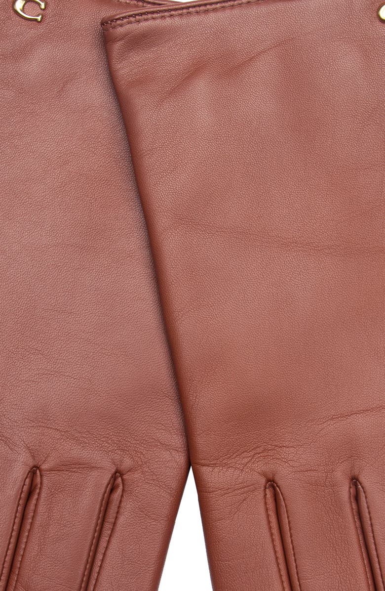 COACH Sculpted C Wool Lined Leather Tech Gloves, Alternate, color, Saddle