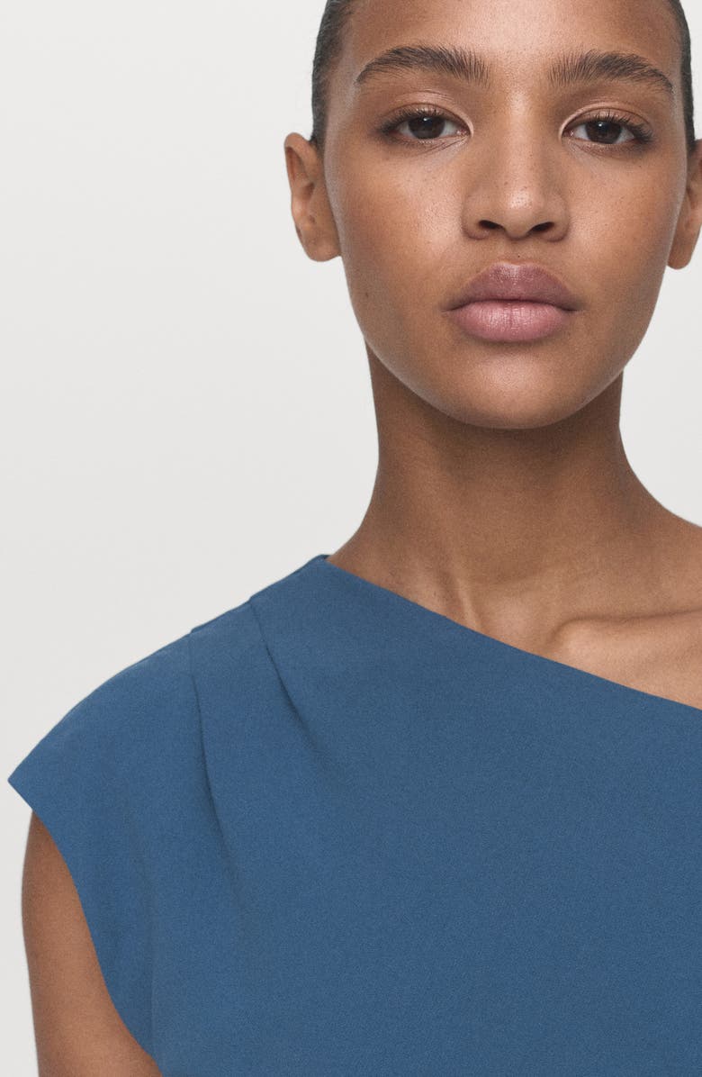 MANGO Asymmetrical One-Shoulder Midi Dress, Alternate, color, Blue