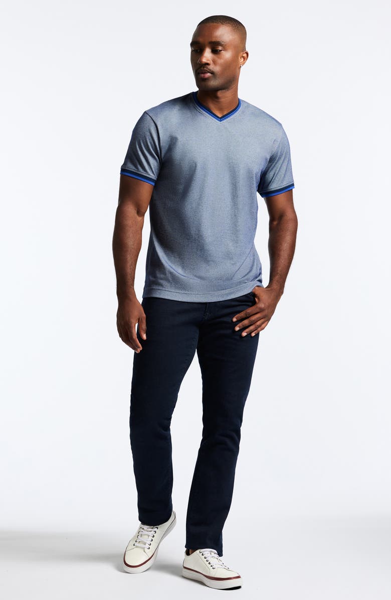 Robert Graham Tipped V-Neck T-Shirt, Main, color, Navy