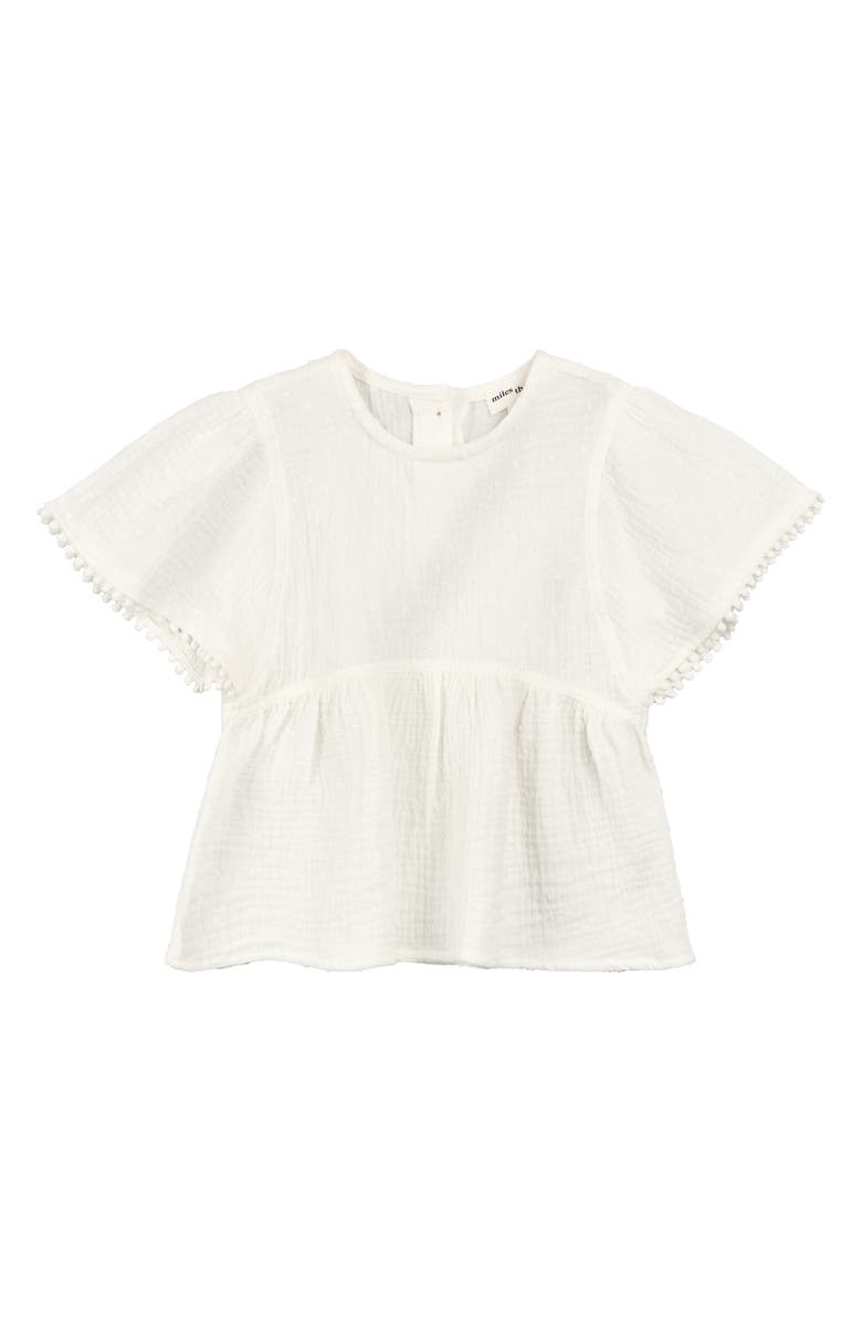 MILES THE LABEL Kids' Cotton Gauze Top, Main, color, Off White