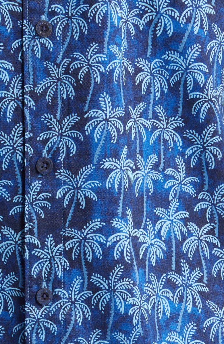 Tommy Bahama Paradise Palms Short Sleeve Performance Button-Up Shirt, Alternate, color, Island Navy