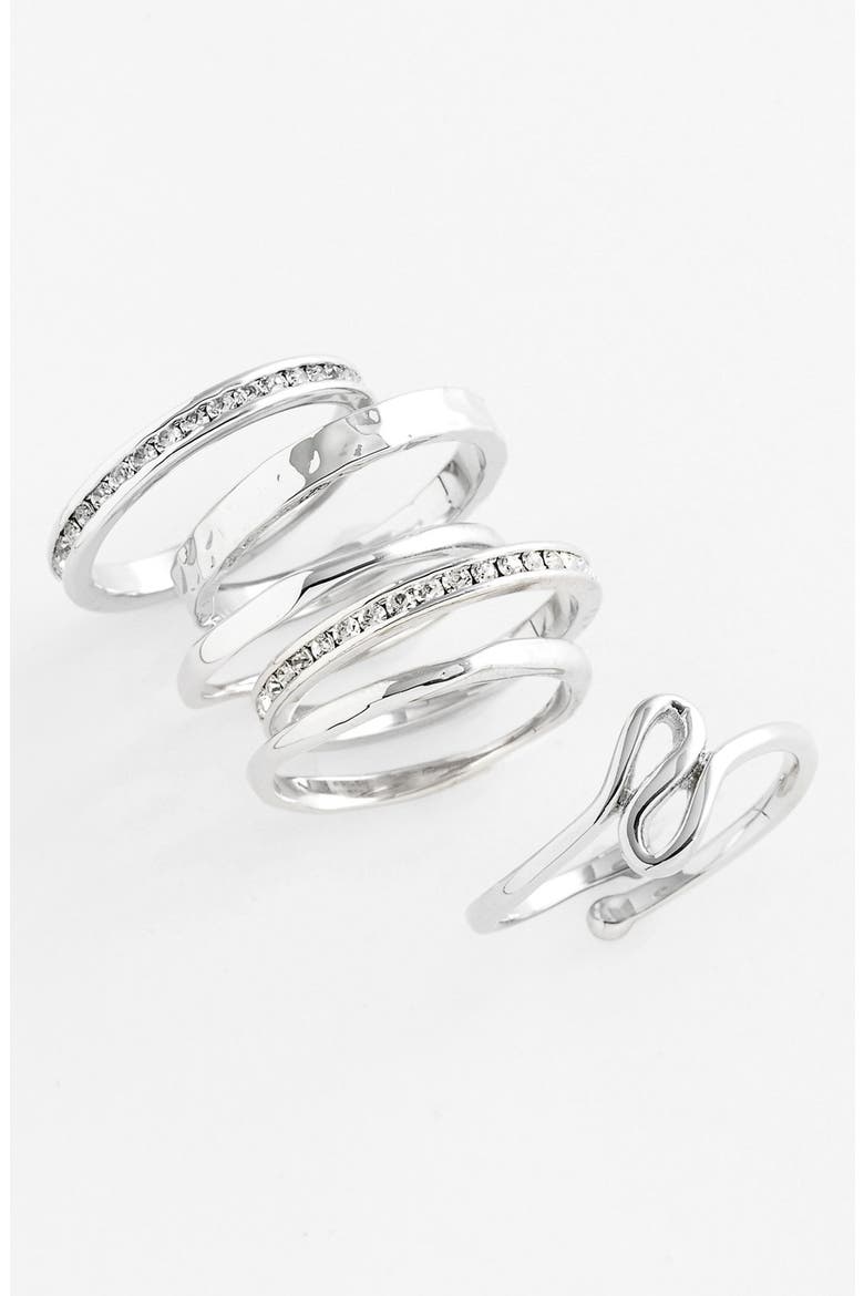 Slim Stackable Rings, Alternate, color, SILVER/CLEAR CRYS