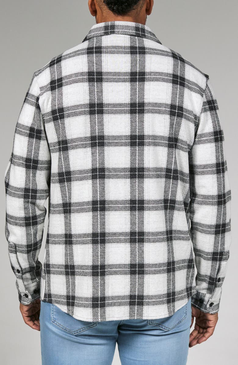 7 Diamonds Generation Plaid Stretch Flannel Button-Up Shirt, Alternate, color, Black/ Grey/ White
