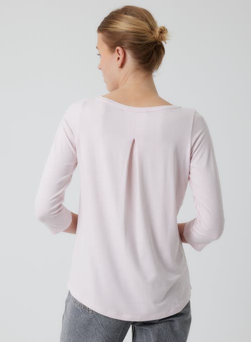 Majestic Filatures Soft Touch 3/4 Sleeve Pleated Back Crewneck Top In Pink