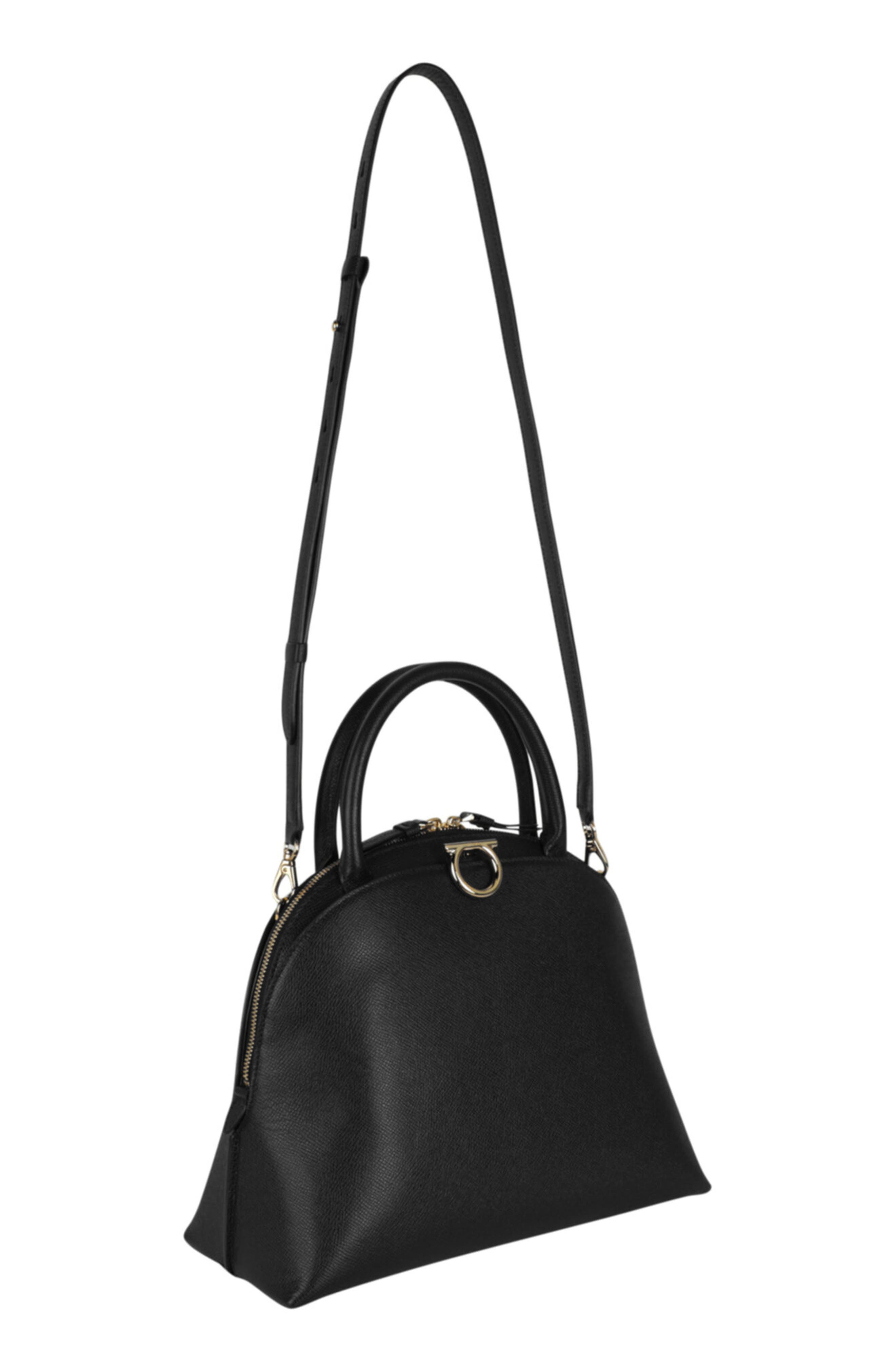 FERRAGAMO Gancini Medium Top Handle Bag, Alternate, color, Black