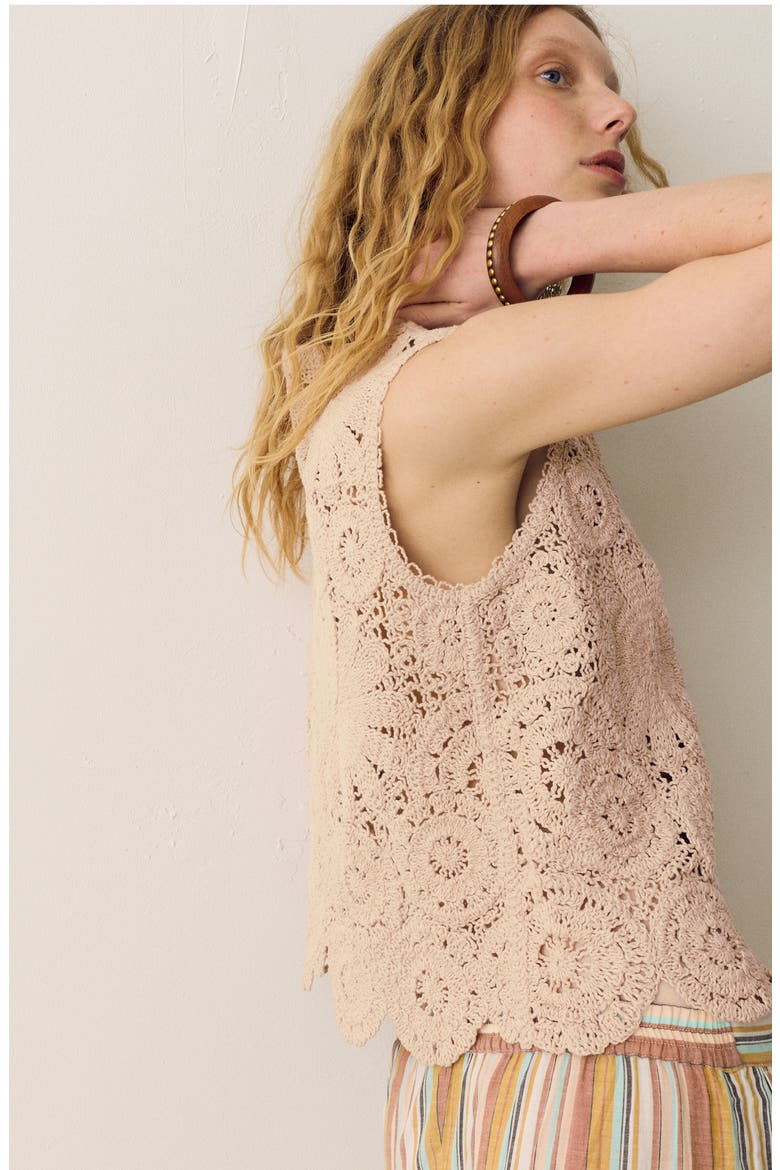 Open Knit Vest, Alternate, color, BEIGE