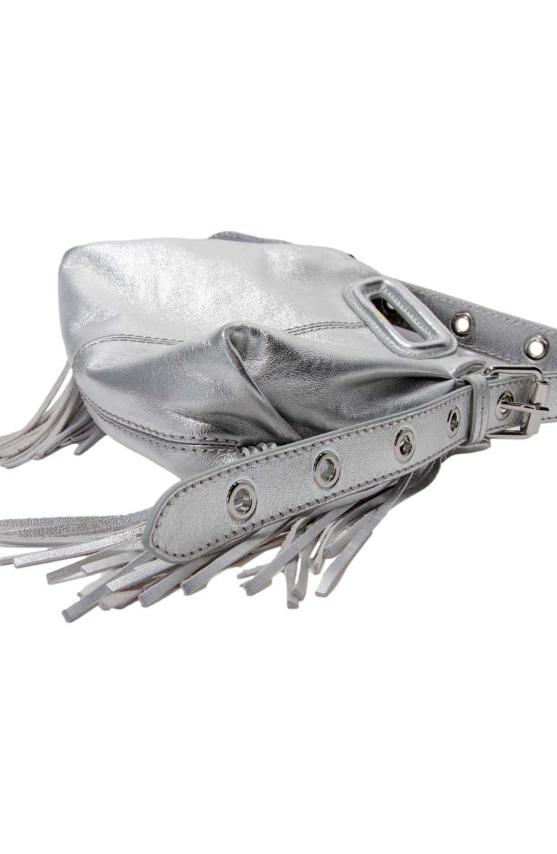 maje Miss M mini metallic leather bag, Alternate, color, Silver