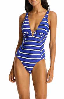Sea Level Voyage Chain Link Longline One-Piece Swimsuit