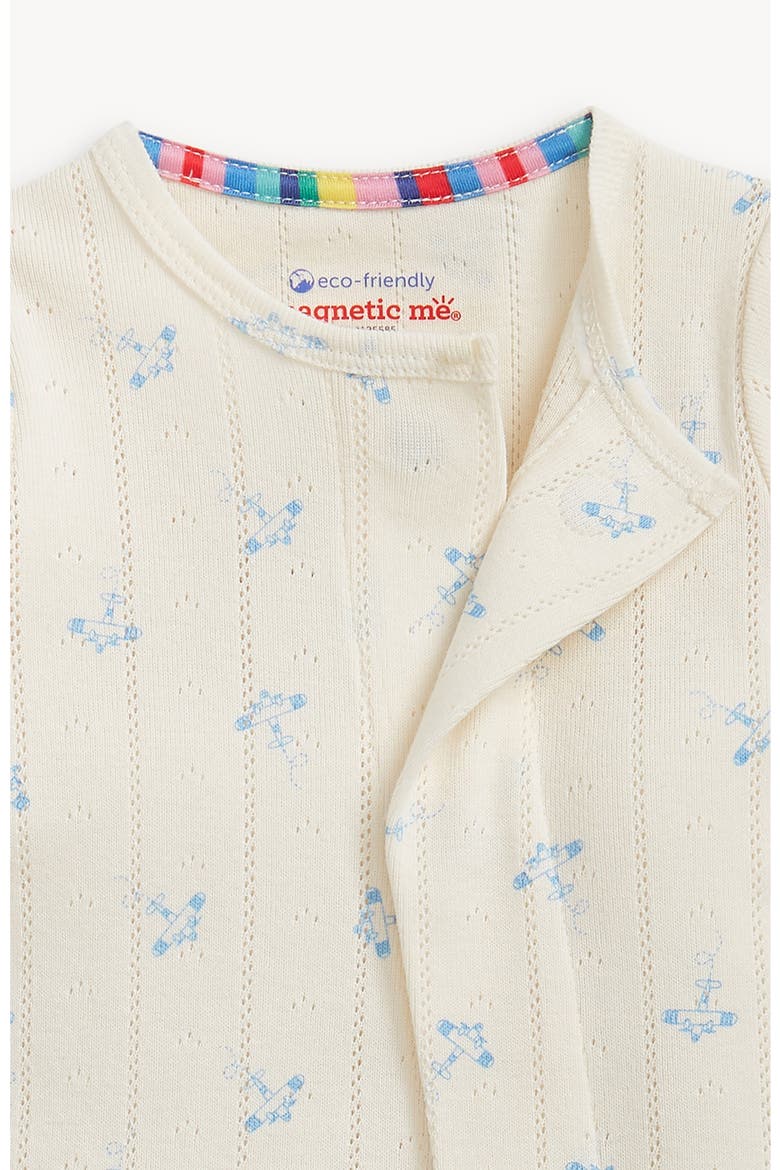 Airplanes Organic Cotton Pointelle Footie, Alternate, color, OFF WHITE