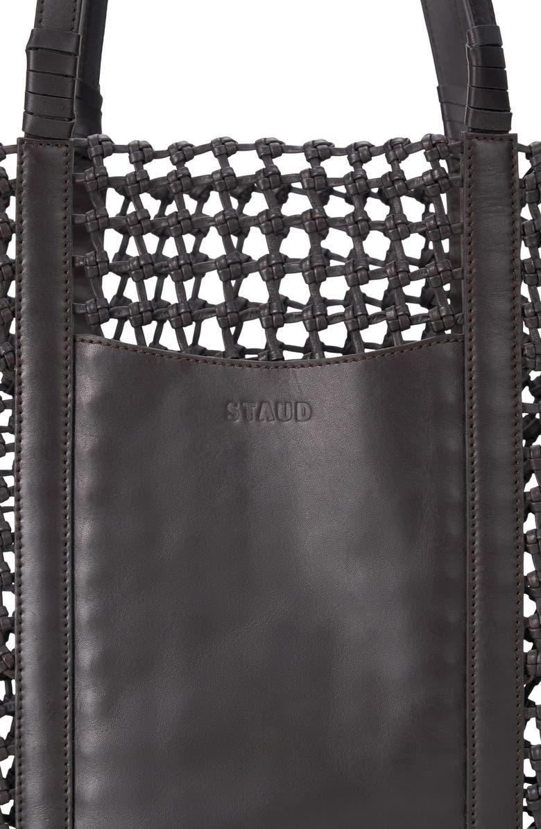 STAUD Getaway Hand Knotted Leather Tote Bag, Alternate, color, Espresso