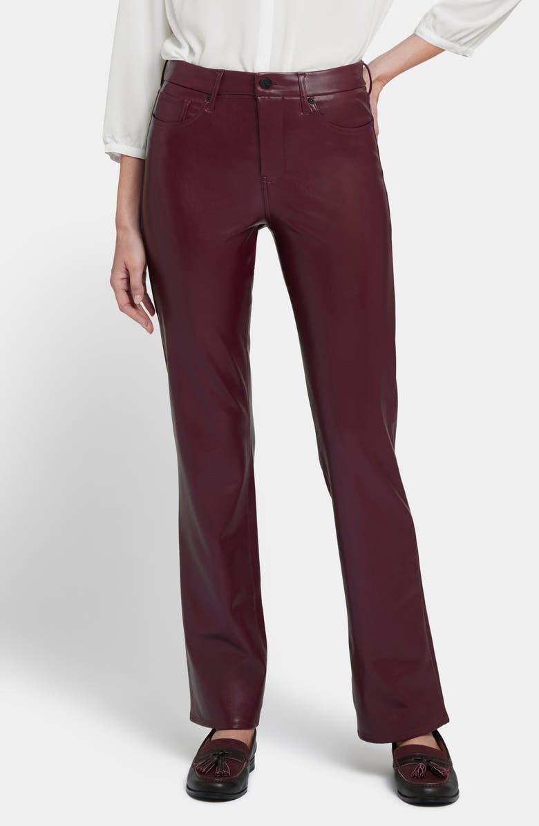 NYDJ Marilyn Straight Leg Faux Leather Pants, Main, color, Tavern