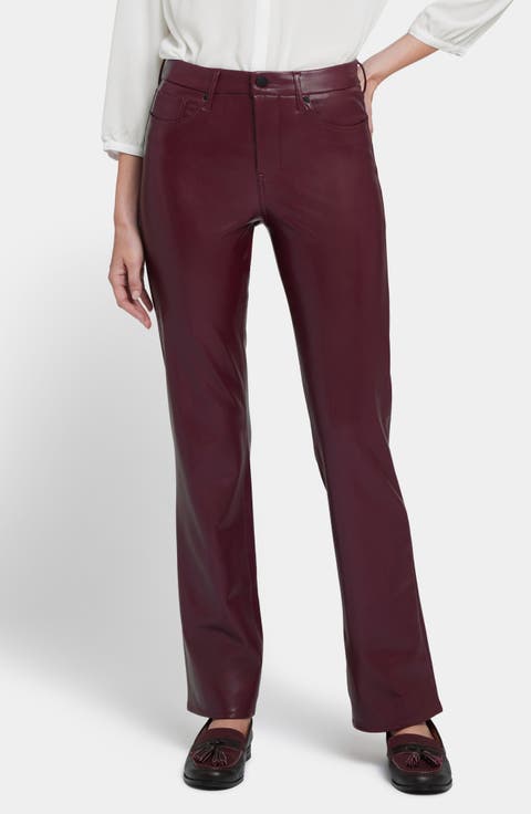 Marilyn Straight Leg Faux Leather Pants (Petite)