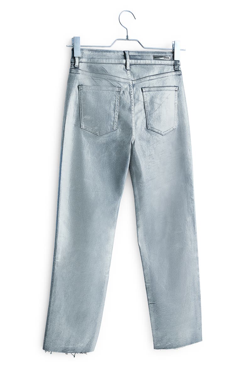 Raw Hem Straight Leg Jeans (Nordstrom Exclusive), Alternate, color, SILVER HI SHINE COATED