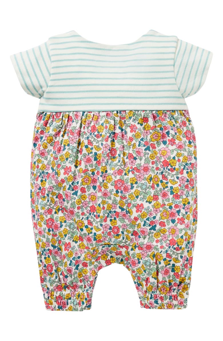 Mini Boden Stripe & Floral Jersey Romper, Alternate, color,