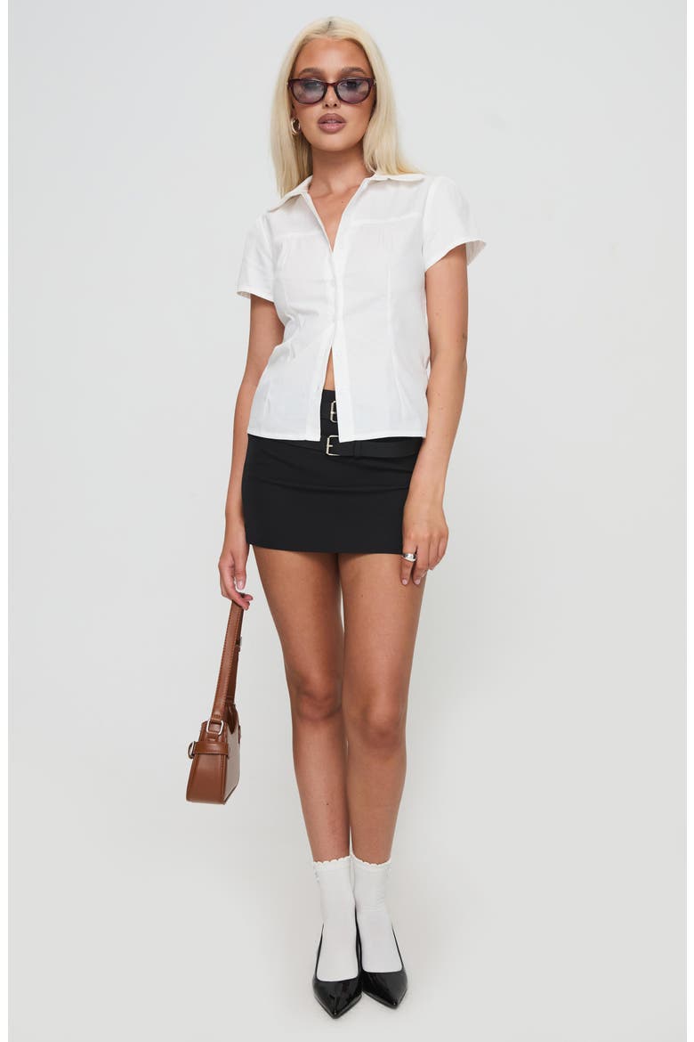 Reverie Short Sleeve Cotton Button-Up Shirt, Alternate, color, WHITE