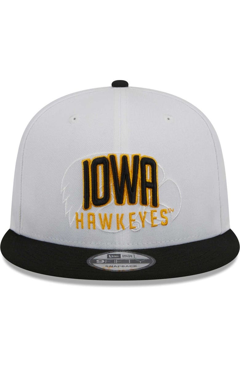 New Era Men's New Era White/Black Iowa Hawkeyes Two-Tone Layer 9FIFTY Snapback Hat, Alternate, color, White