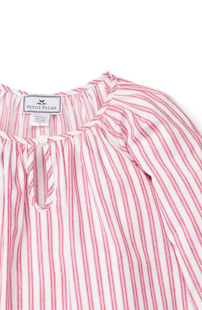 Petite Plume Kids' Delphine Stripe Cotton Nightgown, Alternate, color, Red