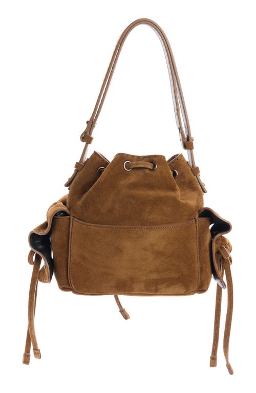 Acne Studios Mini Multipocket Suede Bucket Bag In Brown