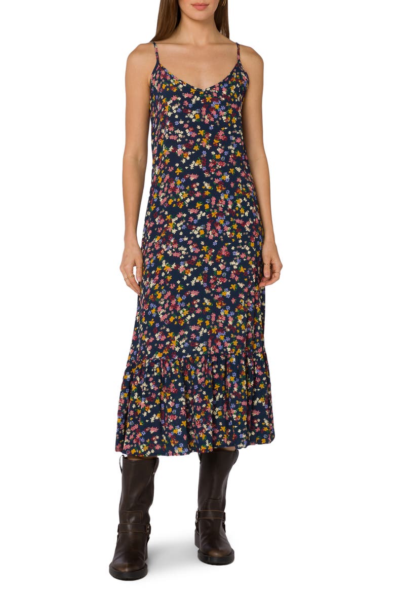 Ruffle Hem Slipdress, Main, color, MULTI COLOR DITSY