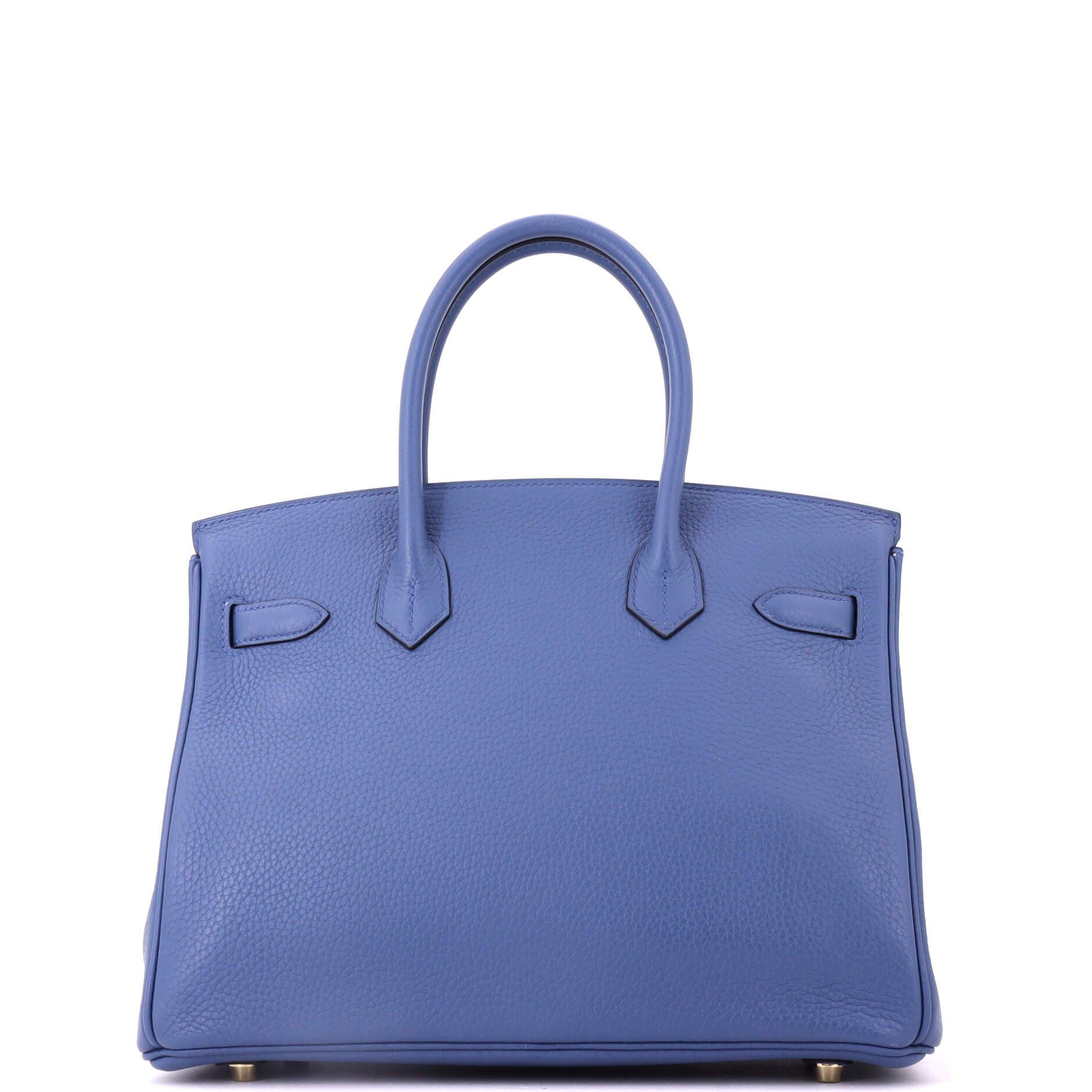 Pre-Owned Hermes Birkin Handbag Blue Clemence with Gold Hardware 30, Alternate, color, Bleu Agate